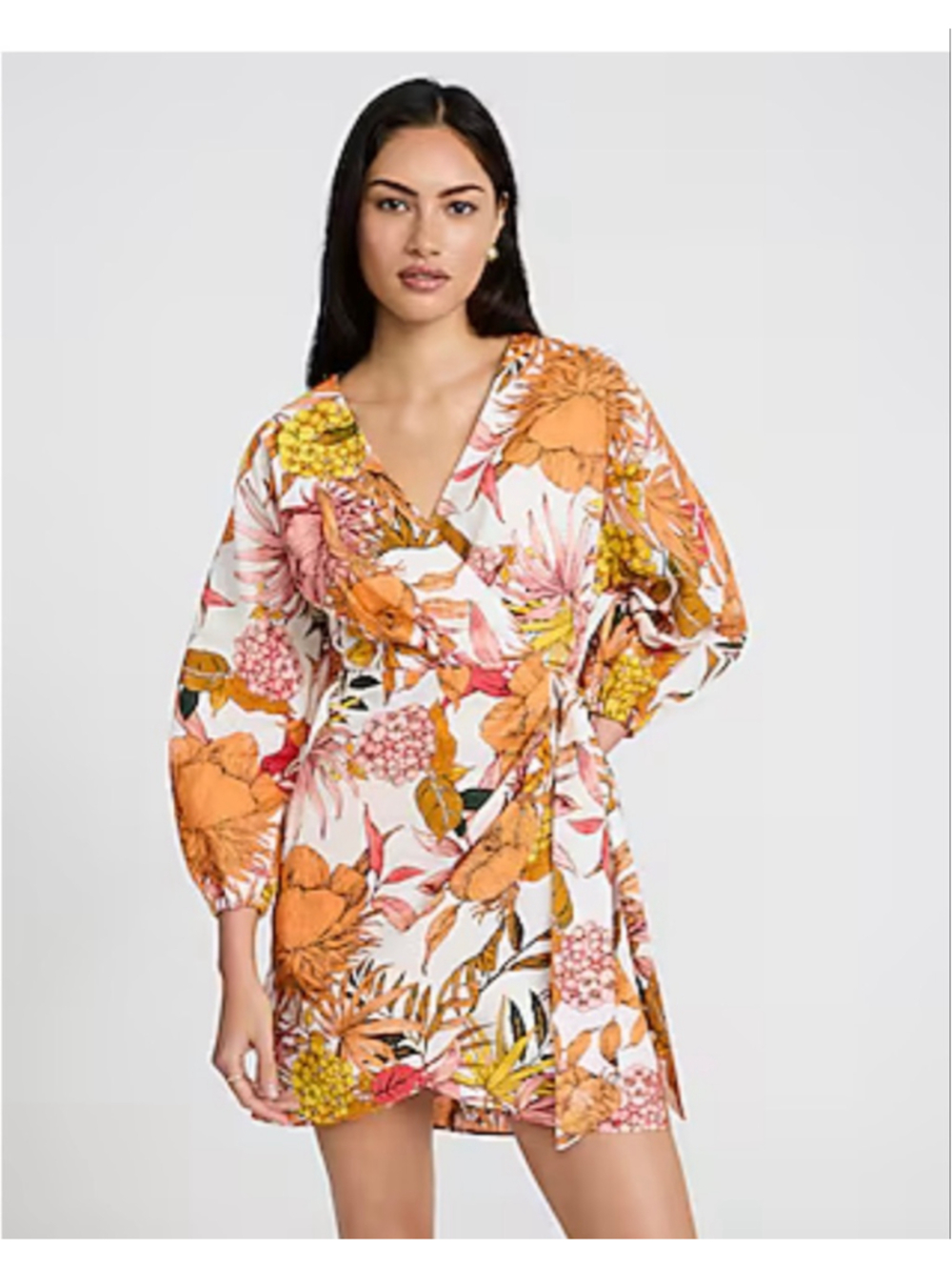 Express Floral Wrap Mini Dress Size L